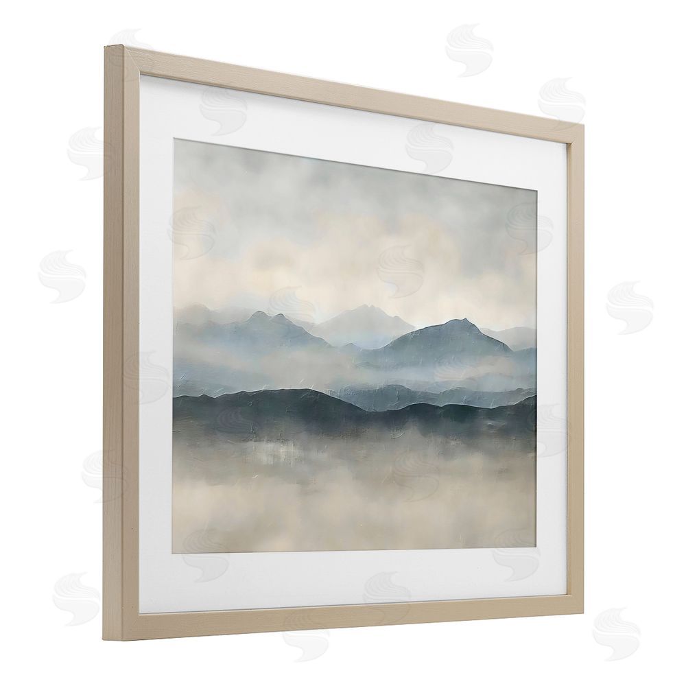 Riley B Misty Muted Mountainscape Brown Framed Print Under Glass Wall Art