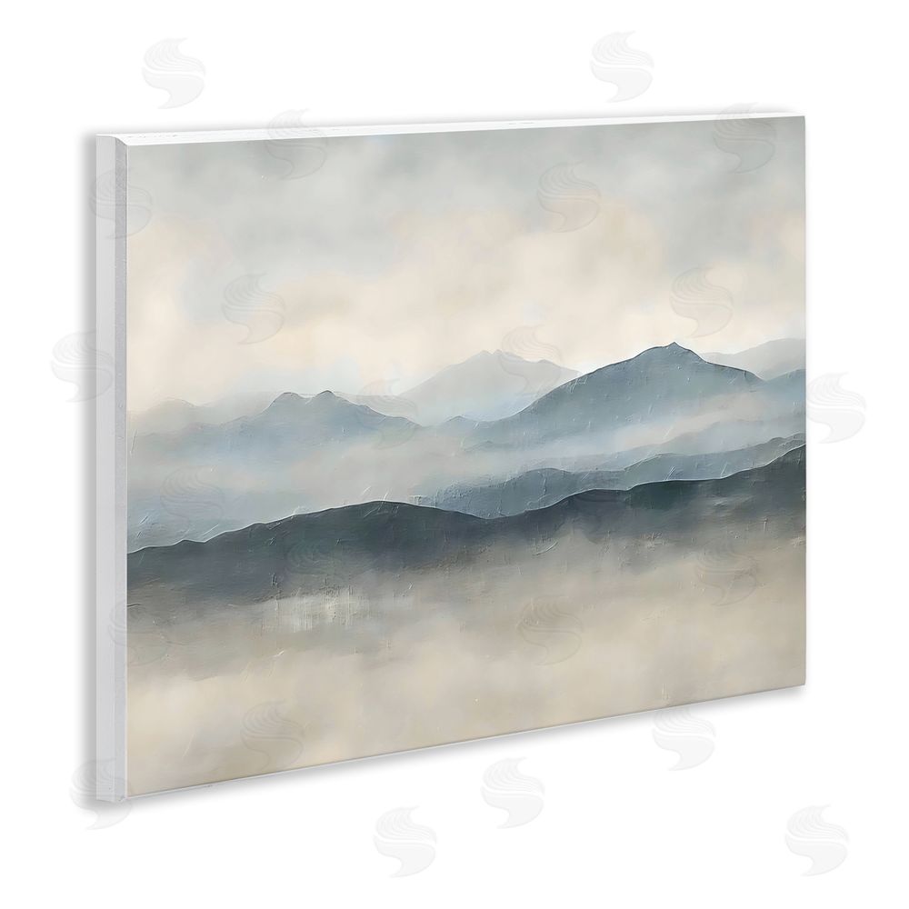 Riley B Misty Muted Mountainscape Wall Plaque Home Decor Art Print