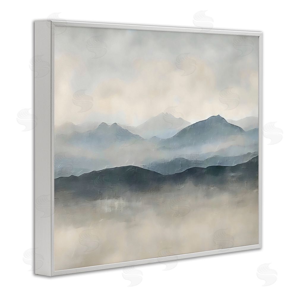 Riley B Misty Muted Mountainscape White Framed Giclee Wall Art