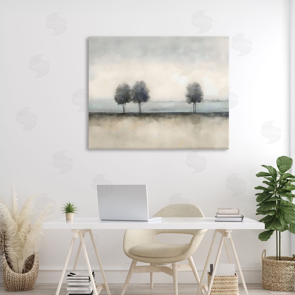 Riley B Muted Trees Horizon Stretched Canvas Wall Art in Room