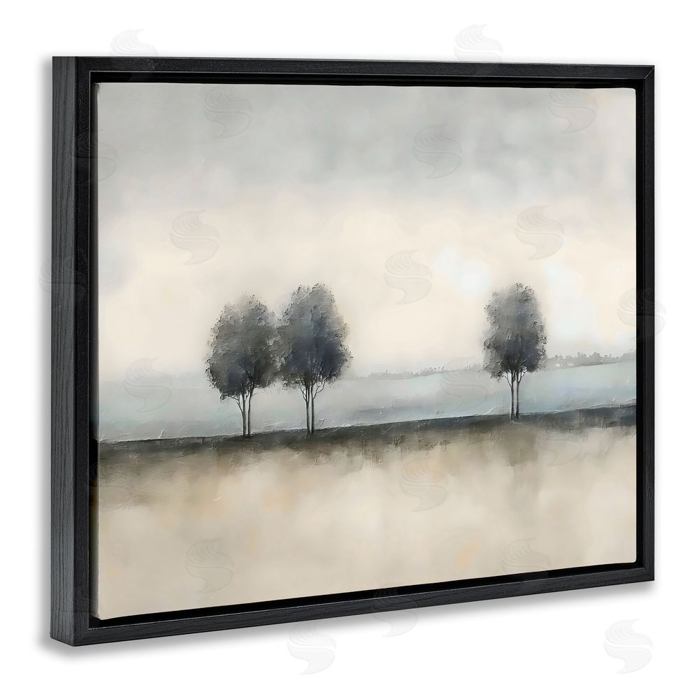 Riley B Muted Trees Horizon Black Floating Framed Canvas Wall Art