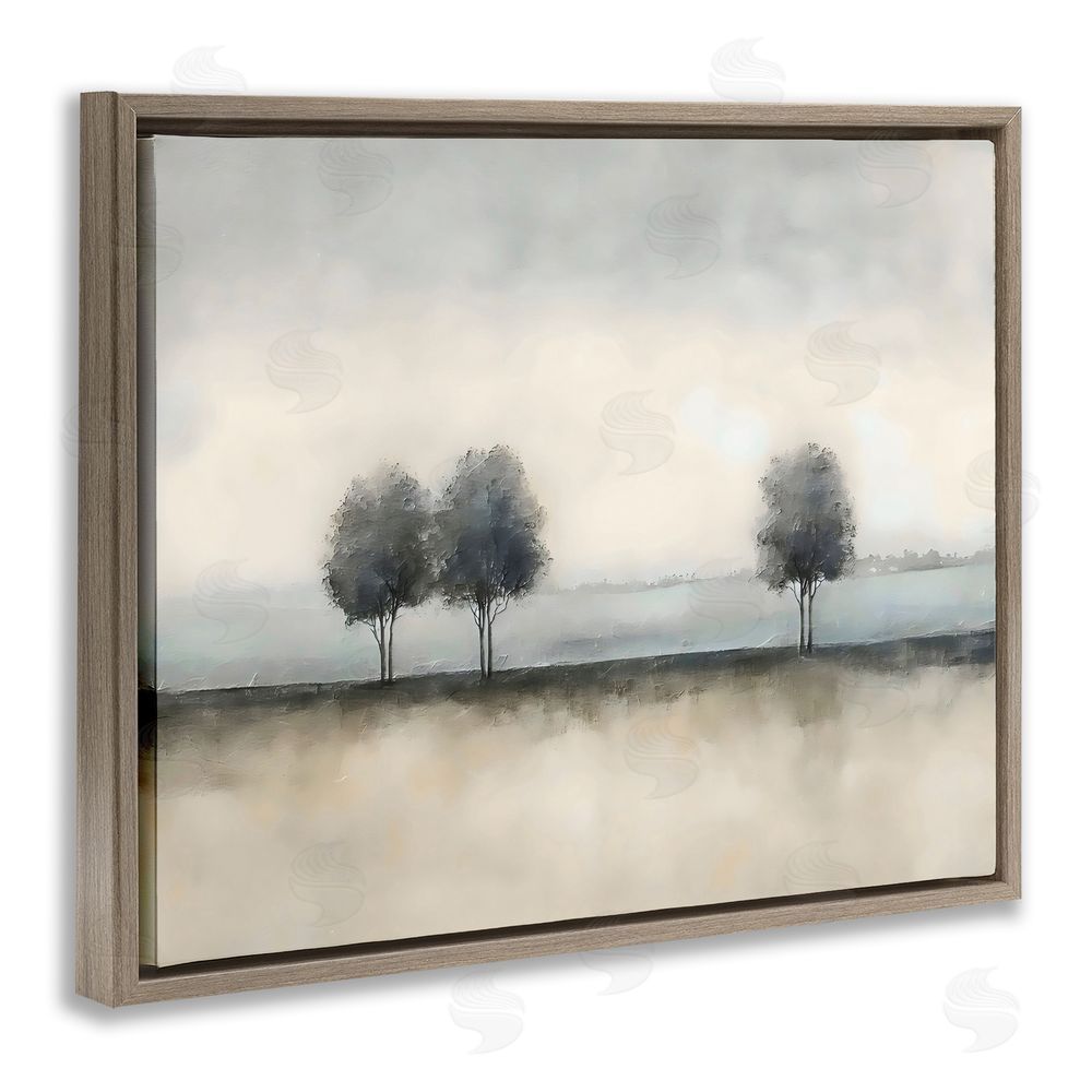 Riley B Muted Trees Horizon Brown Floating Framed Canvas Wall Art