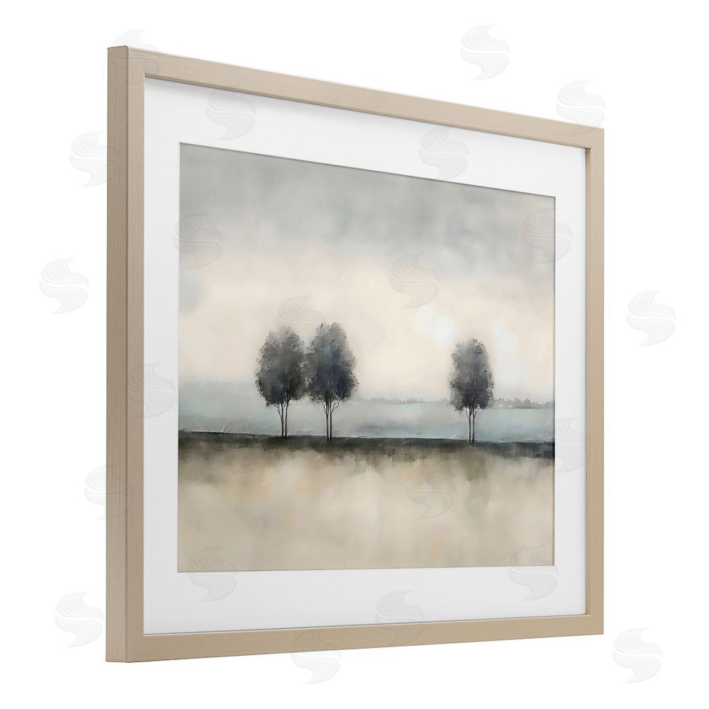 Riley B Muted Trees Horizon Brown Framed Print Under Glass Wall Art