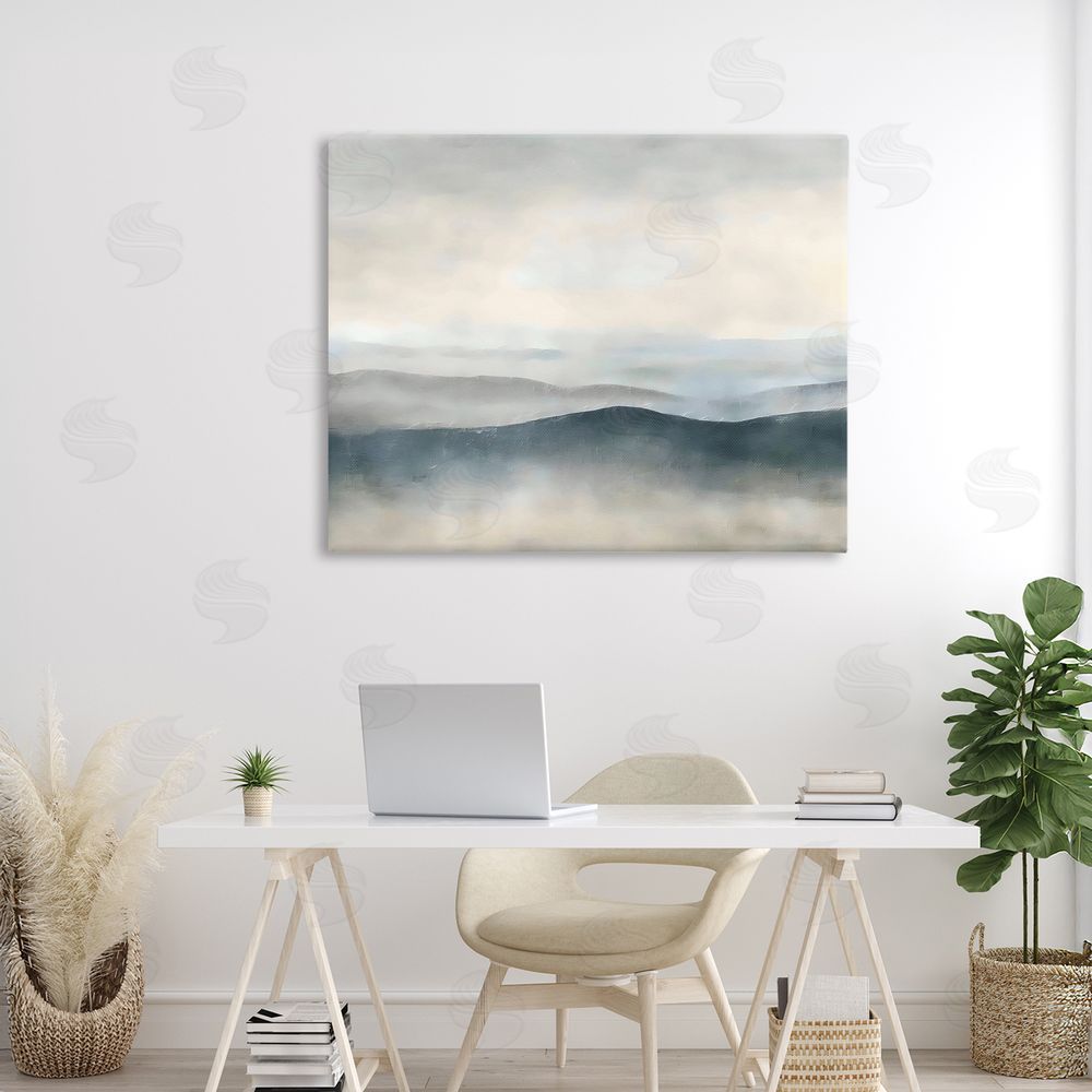 Riley B Muted Horizon Serenity Stretched Canvas Wall Art in Room