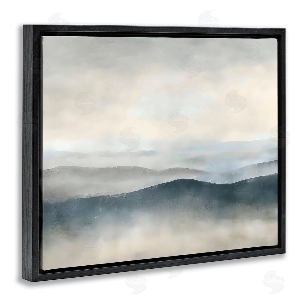 Riley B Muted Horizon Serenity Black Floating Framed Canvas Wall Art
