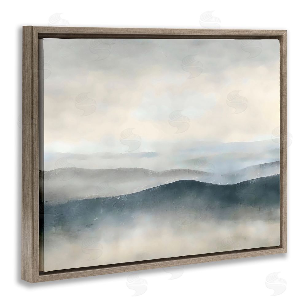 Riley B Muted Horizon Serenity Brown Floating Framed Canvas Wall Art