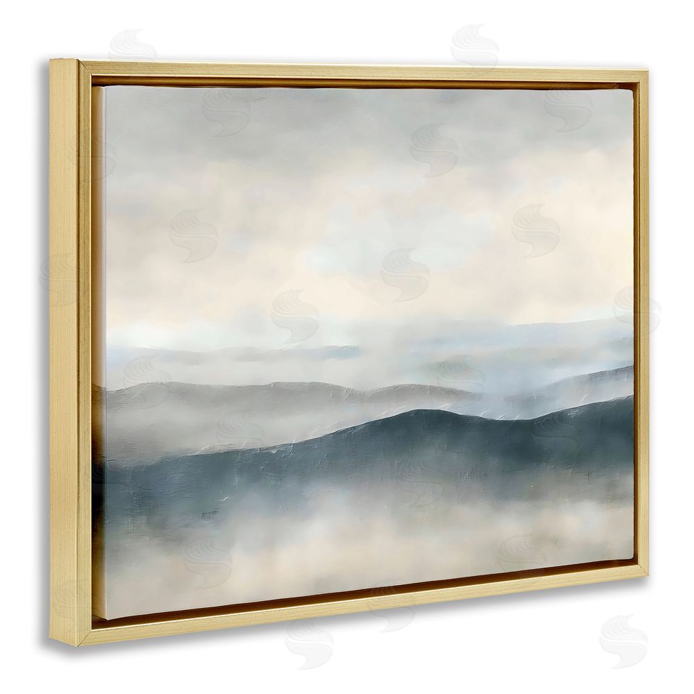 Riley B Muted Horizon Serenity Gold Floating Framed Canvas Wall Art
