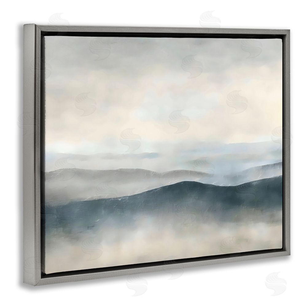 Riley B Muted Horizon Serenity Gray Floating Framed Canvas Wall Art