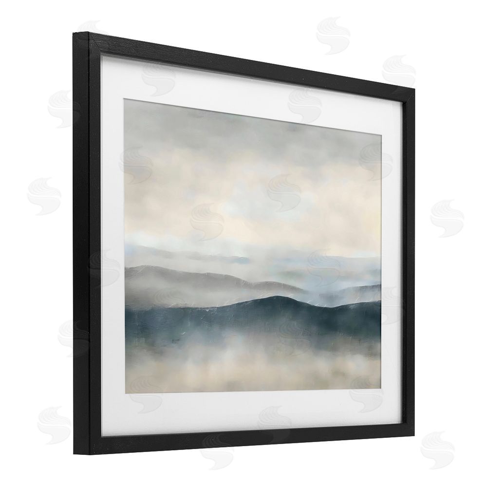 Riley B Muted Horizon Serenity Black Framed Print Under Glass Wall Art