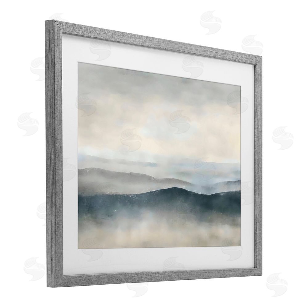 Riley B Muted Horizon Serenity Gray Framed Print Under Glass Wall Art