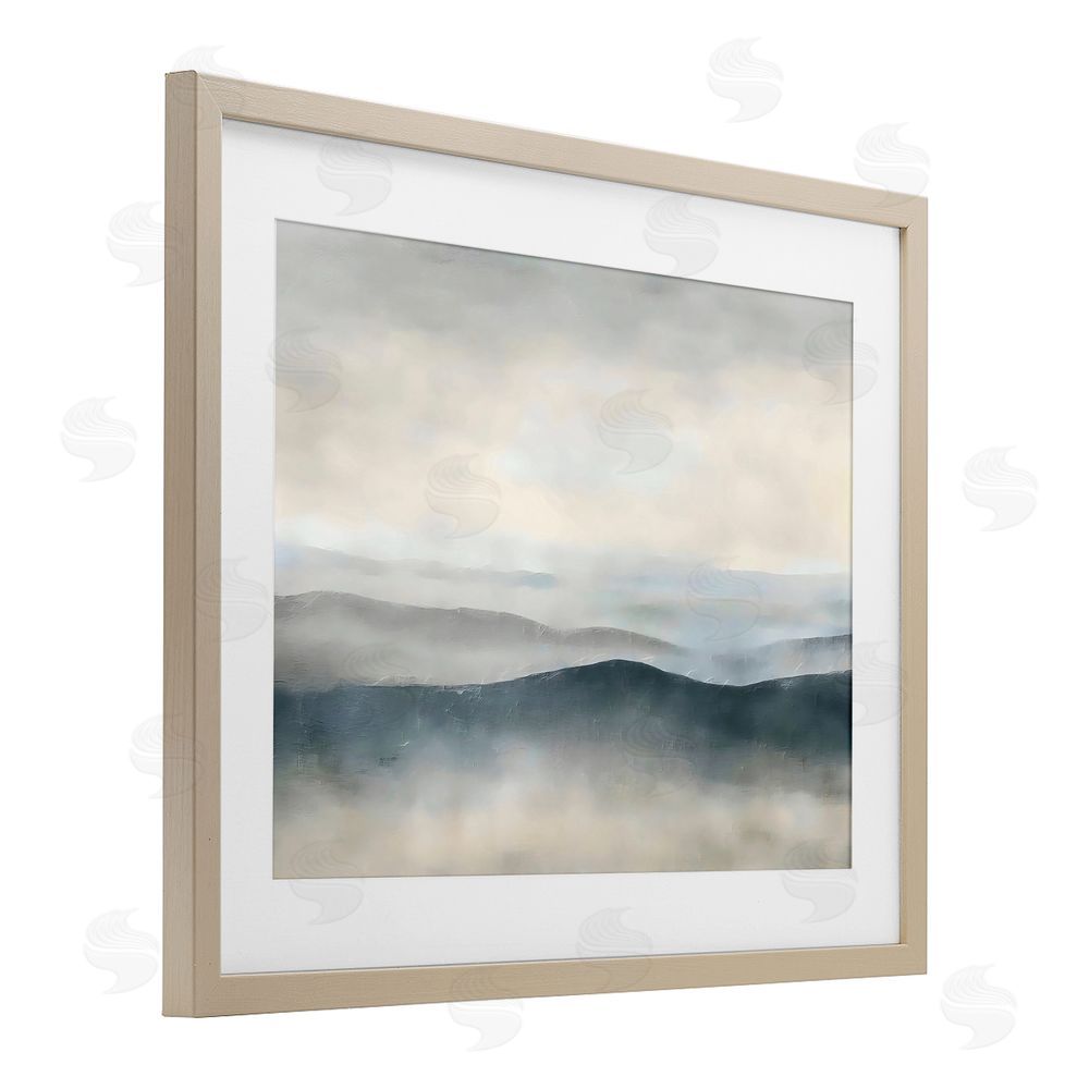 Riley B Muted Horizon Serenity Brown Framed Print Under Glass Wall Art