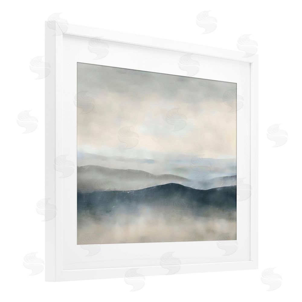 Riley B Muted Horizon Serenity White Framed Print Under Glass Wall Art