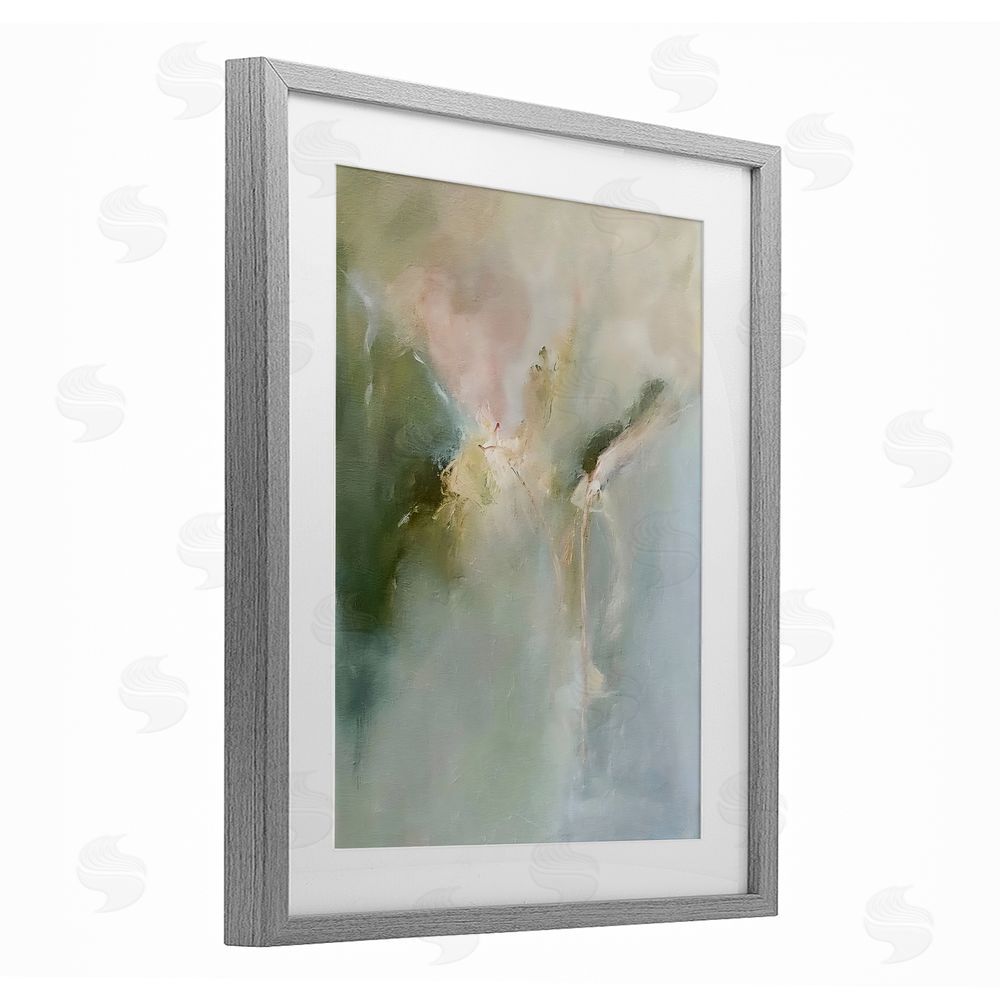 Riley B Ethereal Brushwork Harmony Gray Framed Print Under Glass Wall Art