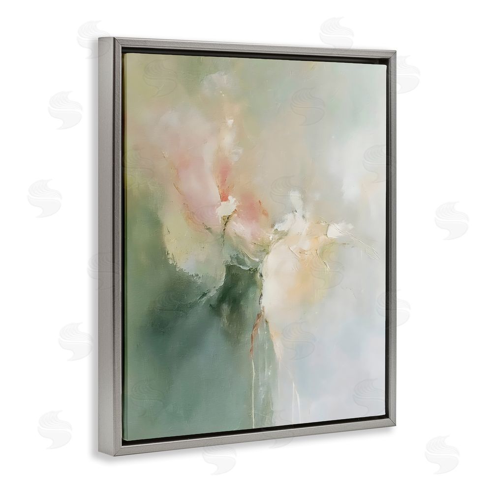 Riley B Ethereal Brushwork Abstraction Gray Floating Framed Canvas Wall Art