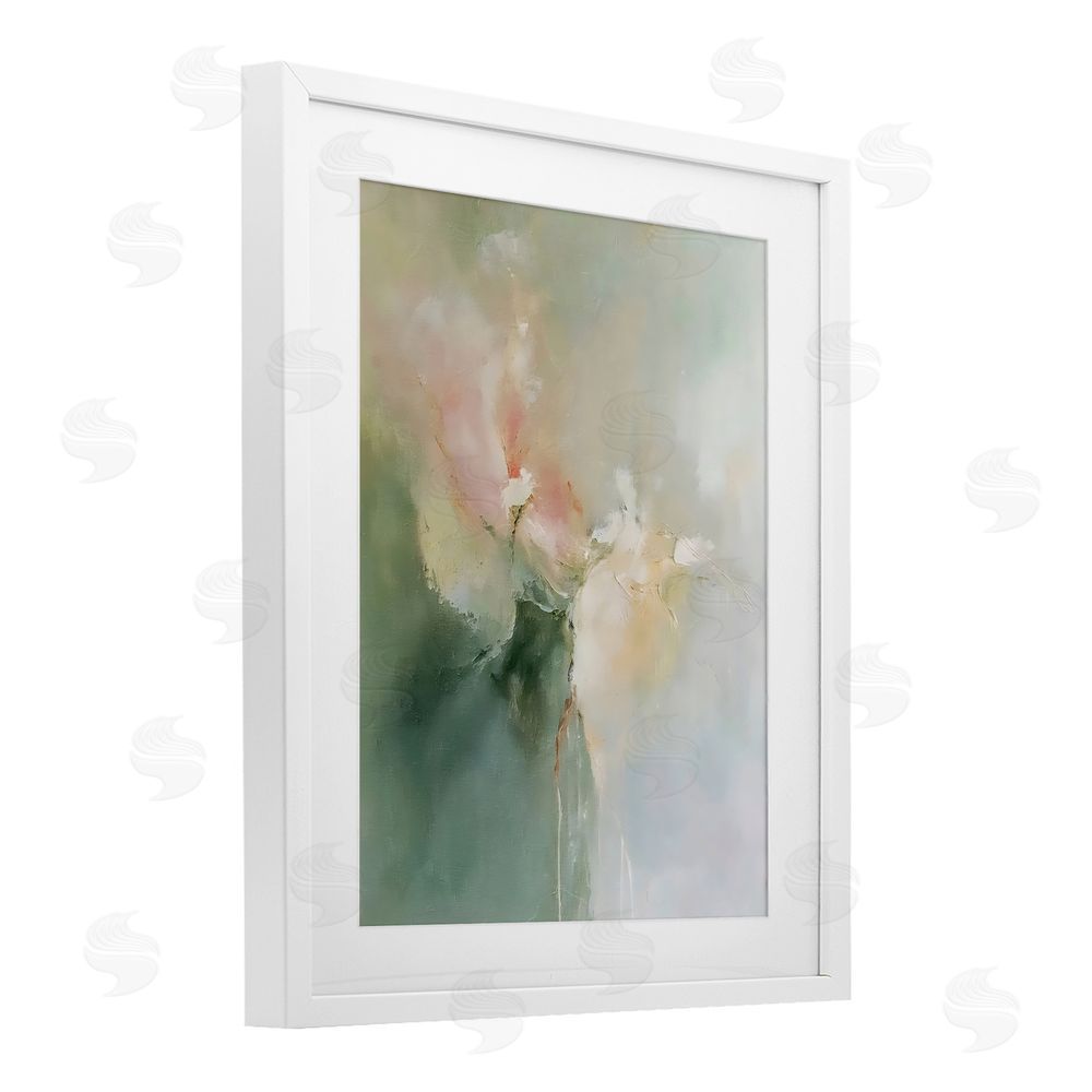 Riley B Ethereal Brushwork Abstraction White Framed Print Under Glass Wall Art