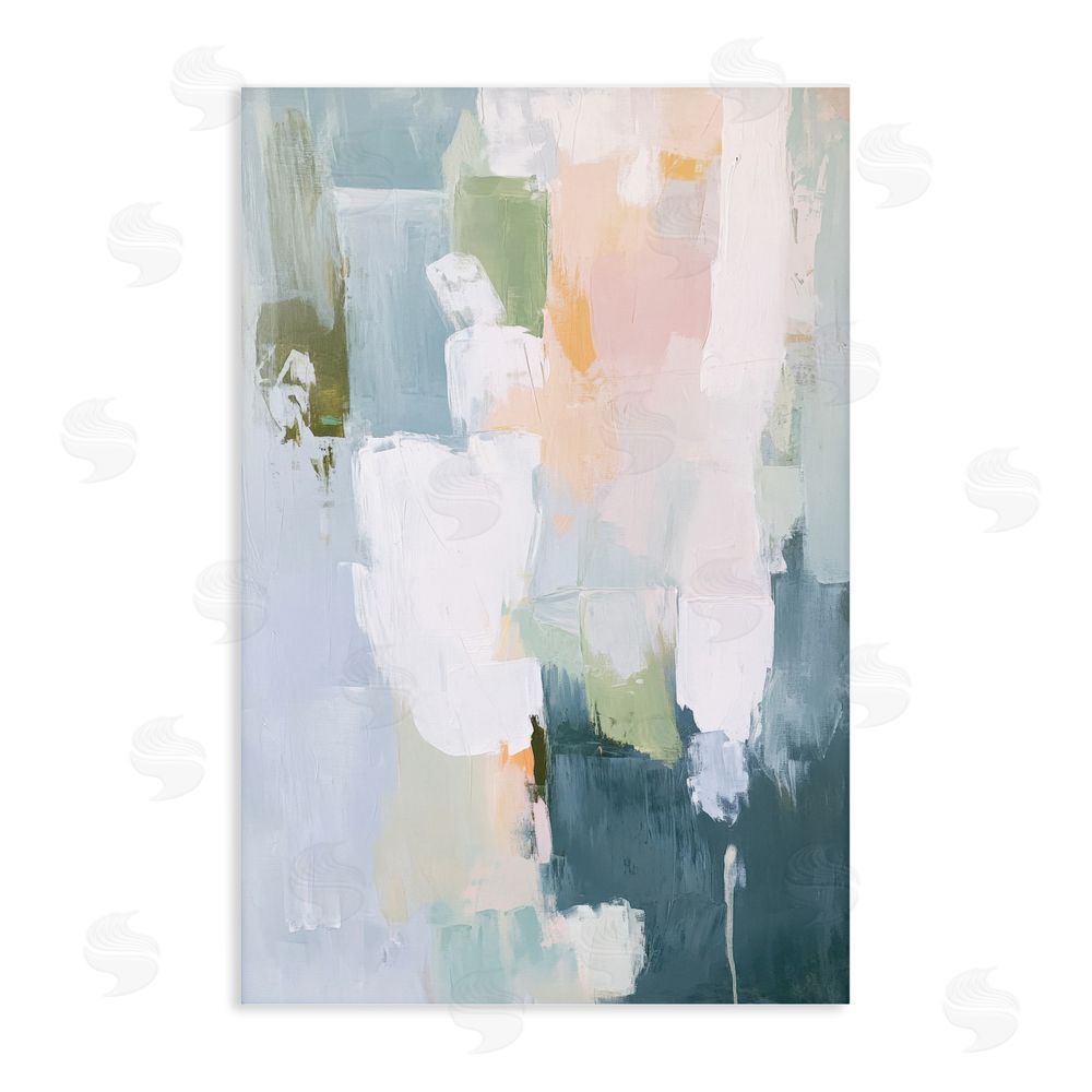 Petal Prints Design Abstract Pastel Brushstroke Composition Stretched Canvas Wall Art Print