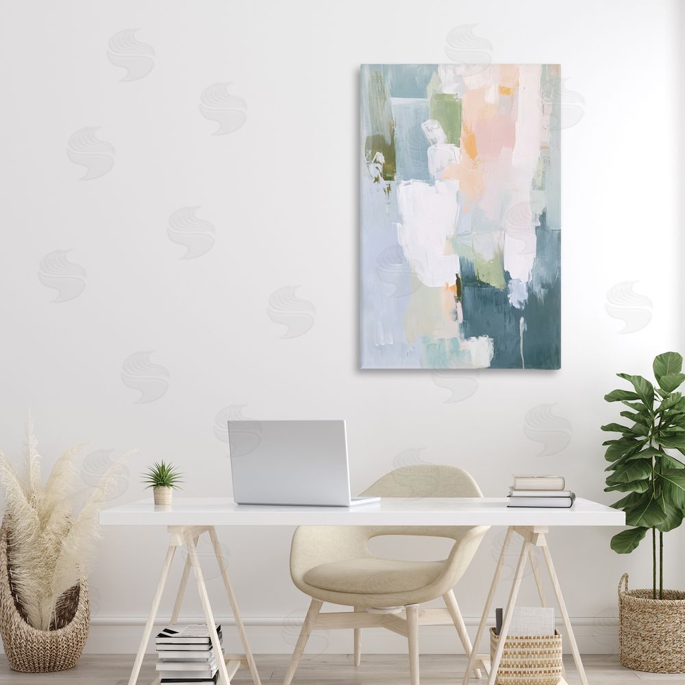 Petal Prints Design Abstract Pastel Brushstroke Composition Stretched Canvas Wall Art Print in Room