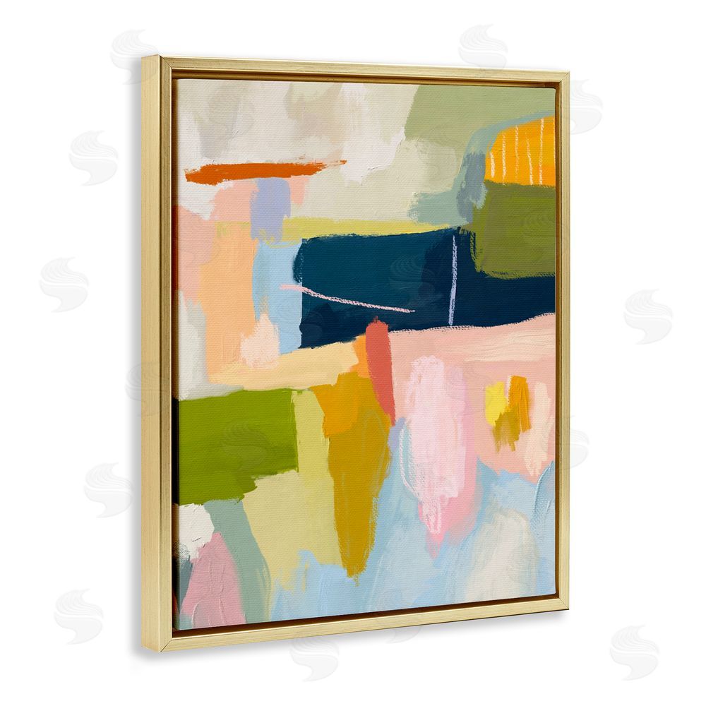 Lisa Nohren Pastel Wonder Smattering Gold Floating Framed Canvas Wall Art