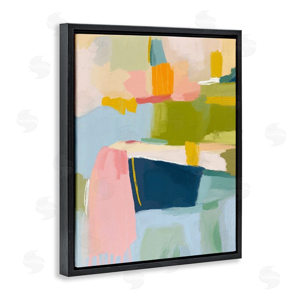Lisa Nohren Pastel Wonder Brushstrokes Black Floating Framed Canvas Wall Art