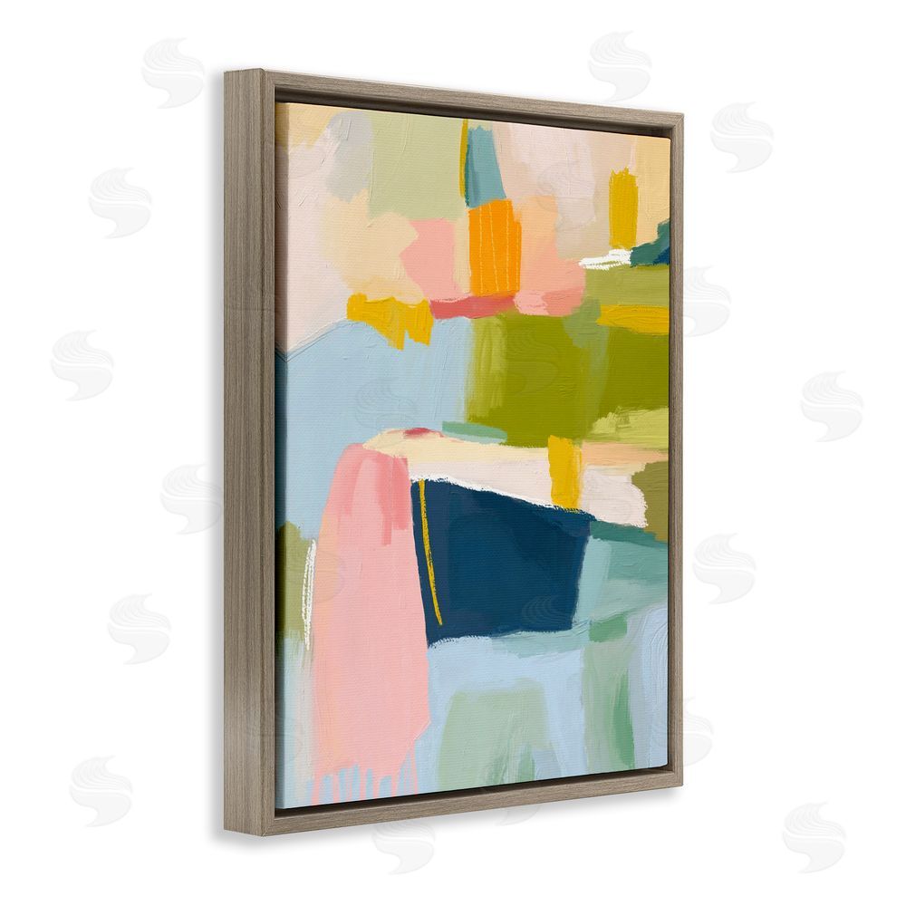 Lisa Nohren Pastel Wonder Brushstrokes Brown Floating Framed Canvas Wall Art