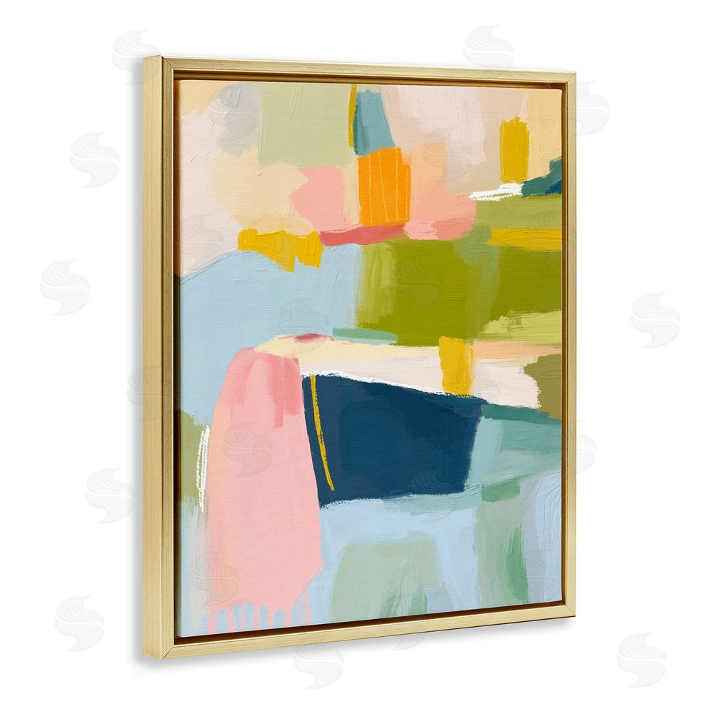 Lisa Nohren Pastel Wonder Brushstrokes Gold Floating Framed Canvas Wall Art