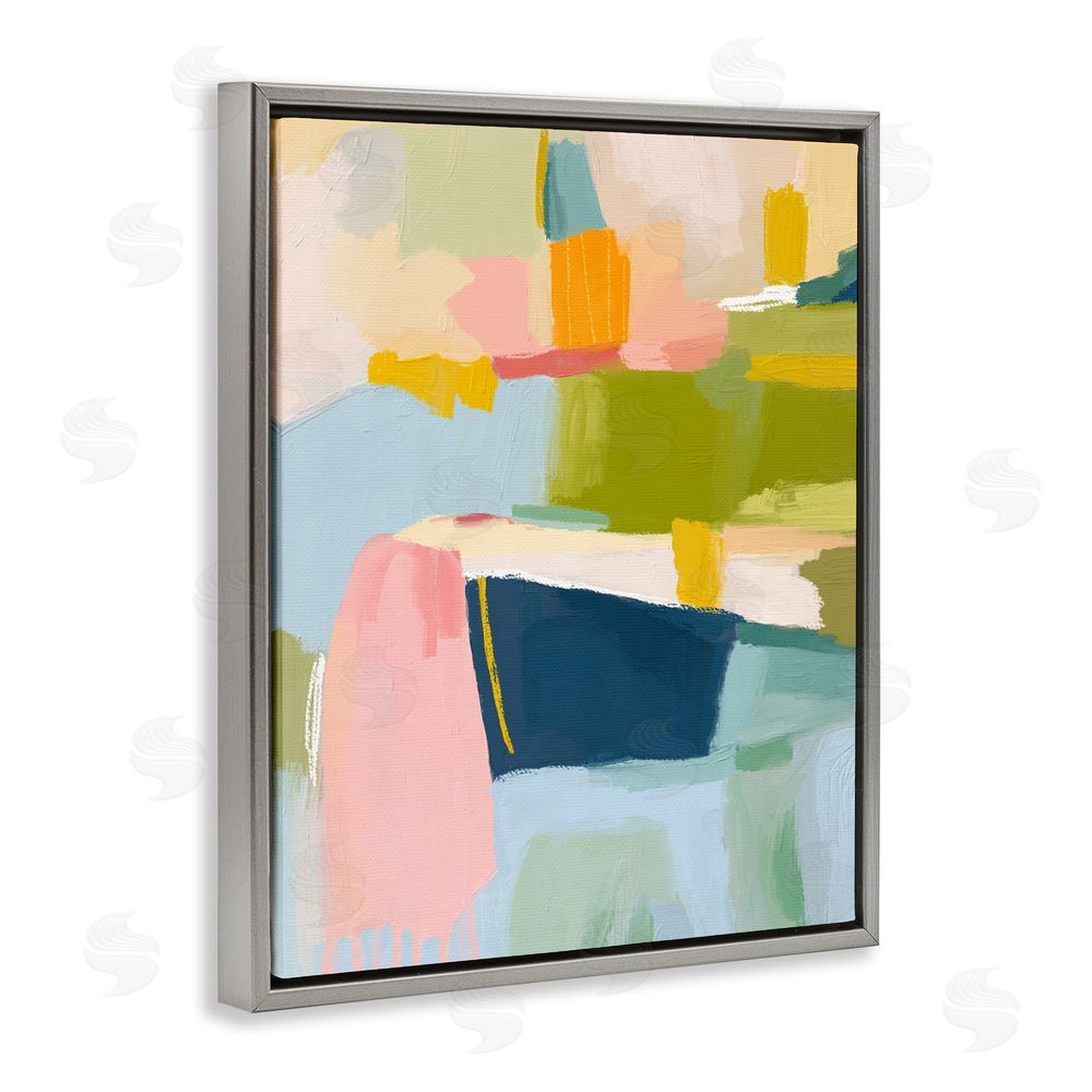 Lisa Nohren Pastel Wonder Brushstrokes Gray Floating Framed Canvas Wall Art