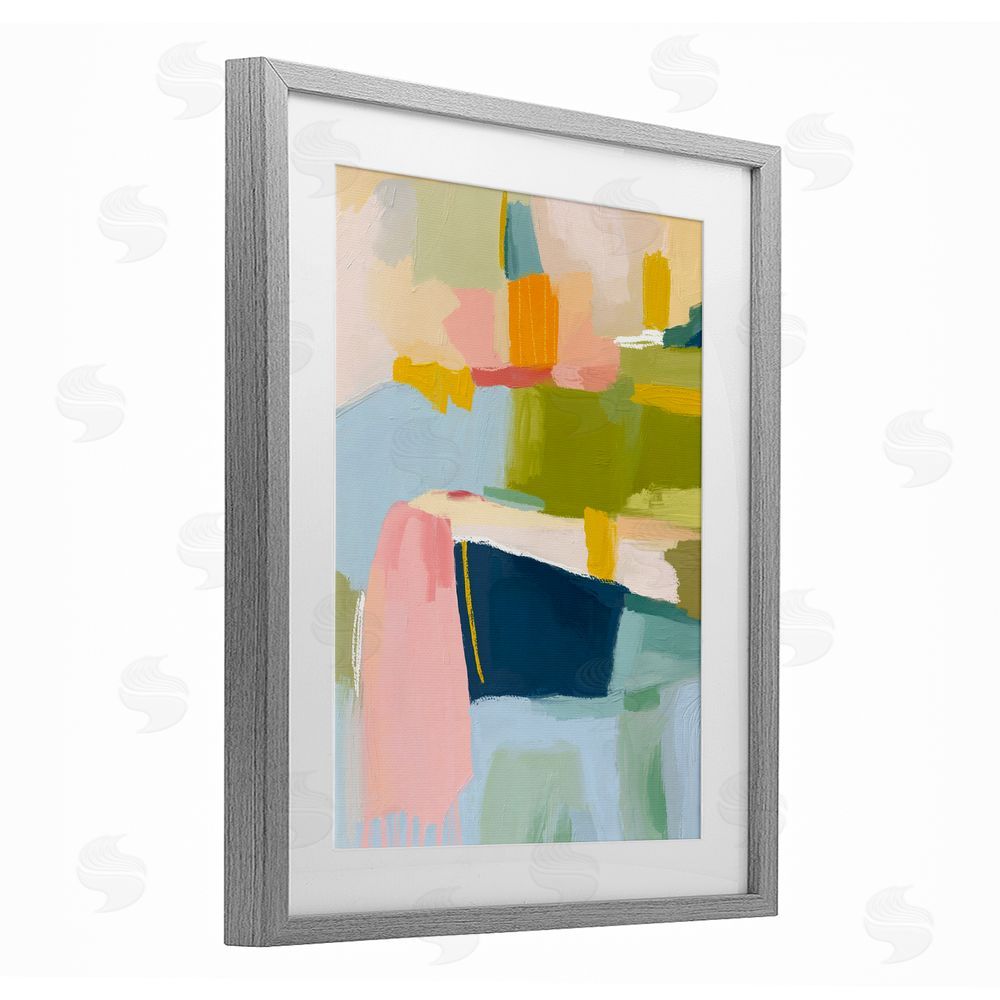 Lisa Nohren Pastel Wonder Brushstrokes Gray Framed Print Under Glass Wall Art