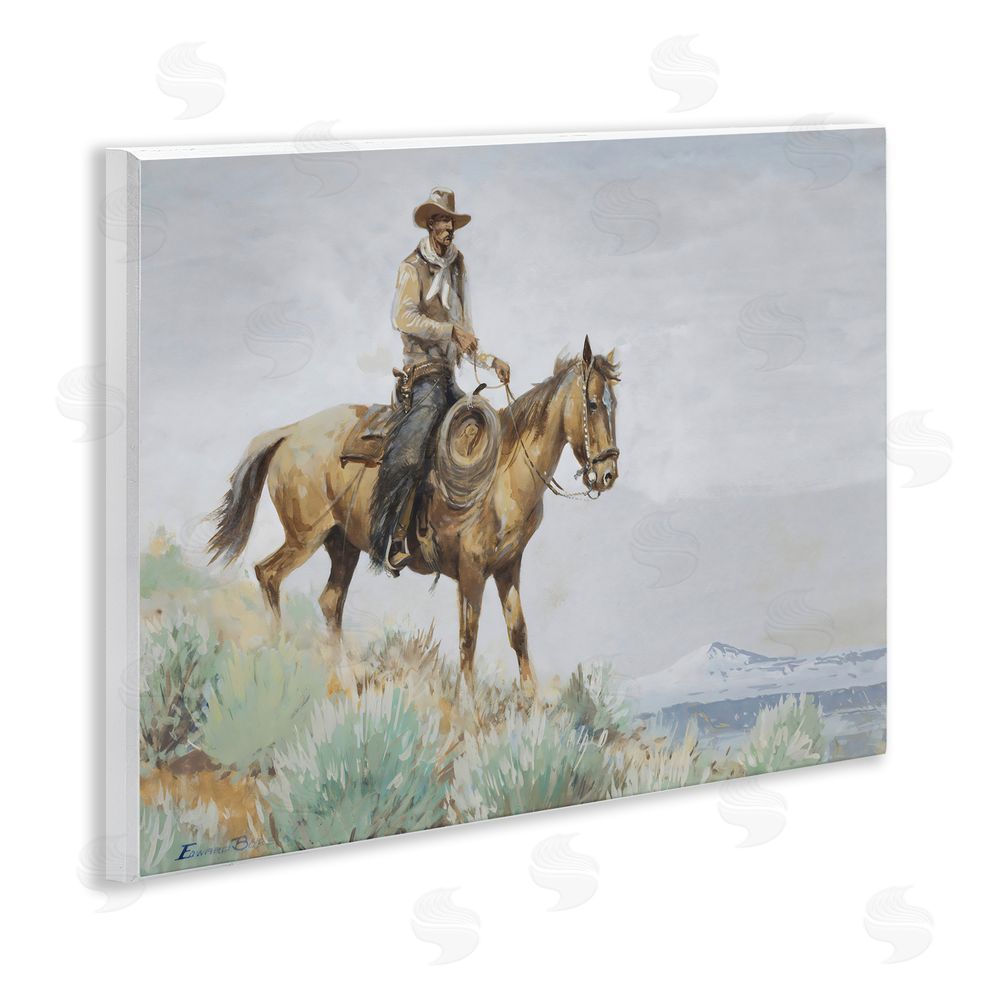 Arlington Prints Mounted Cowboy on Sagebrush Ridge Wall Plaque Home Decor Art Print
