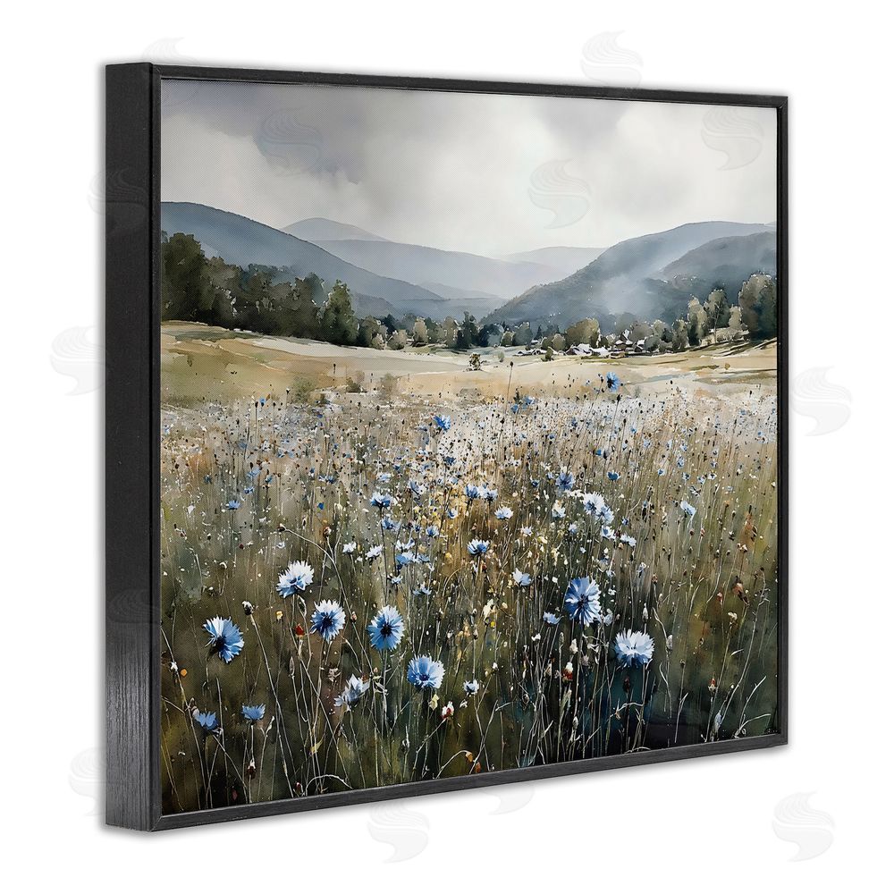 Franklyn Gregory Sapphire Speckled Fields Black Framed Giclee Wall Art Print