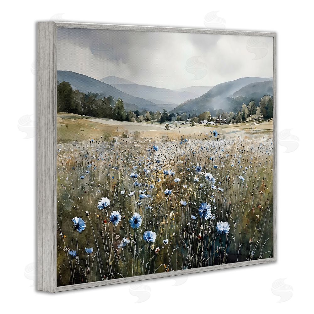 Franklyn Gregory Sapphire Speckled Fields Gray Framed Giclee Wall Art Print