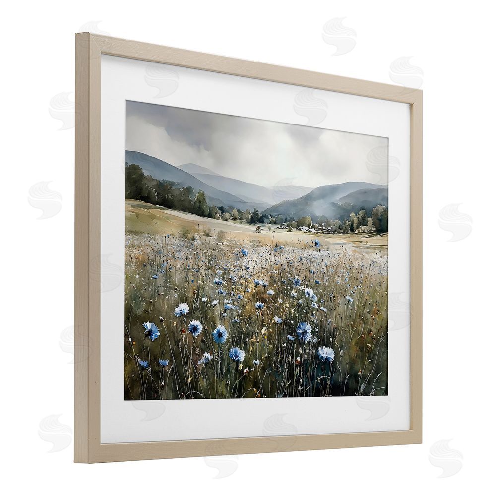 Franklyn Gregory Sapphire Speckled Fields Brown Framed Print Under Glass with White Mat Wall Art