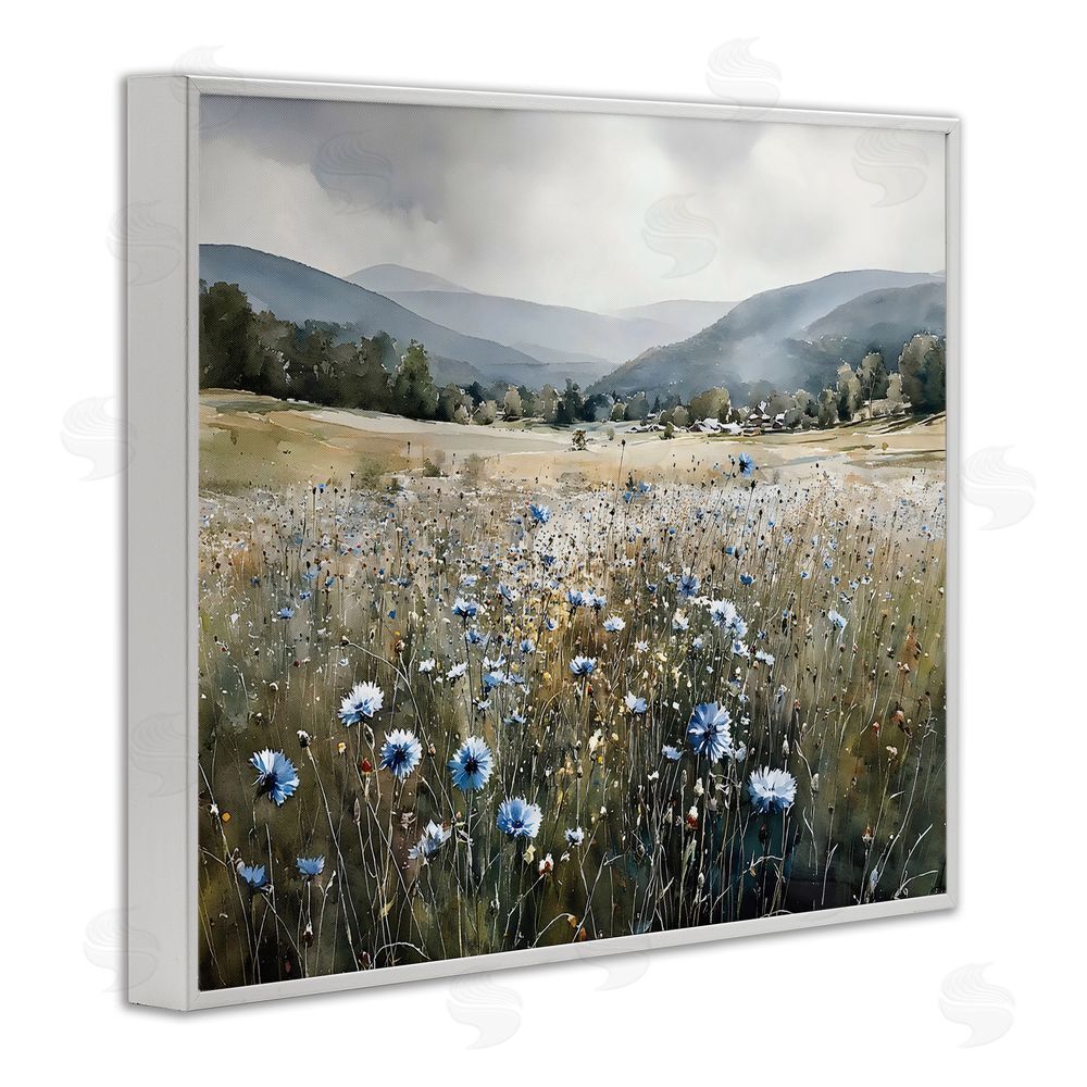 Franklyn Gregory Sapphire Speckled Fields White Framed Giclee Wall Art Print