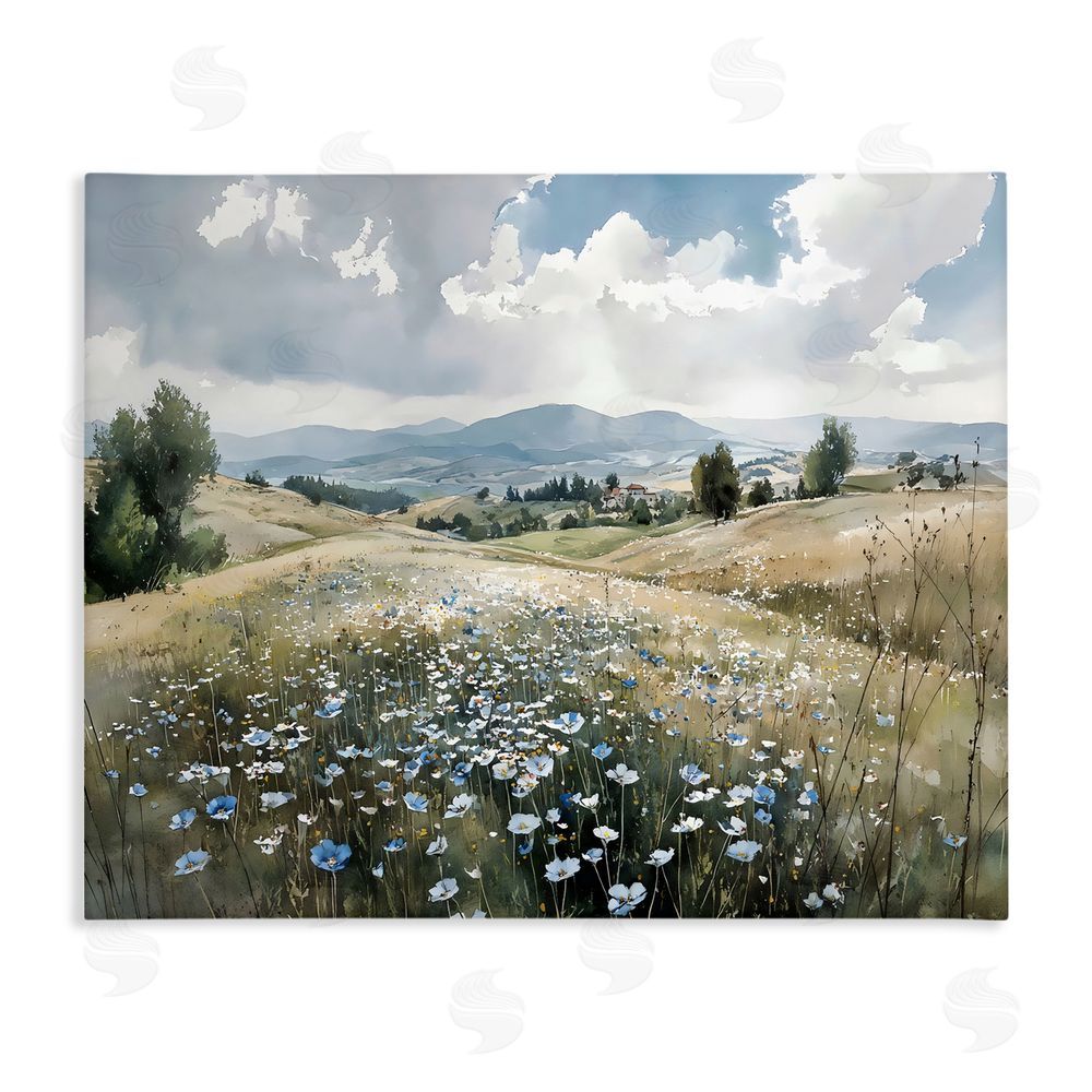 Franklyn Gregory Poppy Blues Across Meadow Stretched Canvas Wall Art