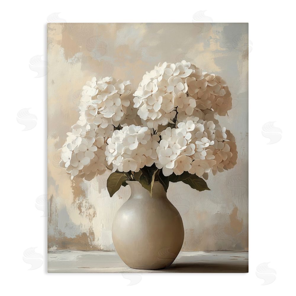 LSR Design Studio Vase of Hydrangeas in Bloom Stretched Canvas Wall Art Print