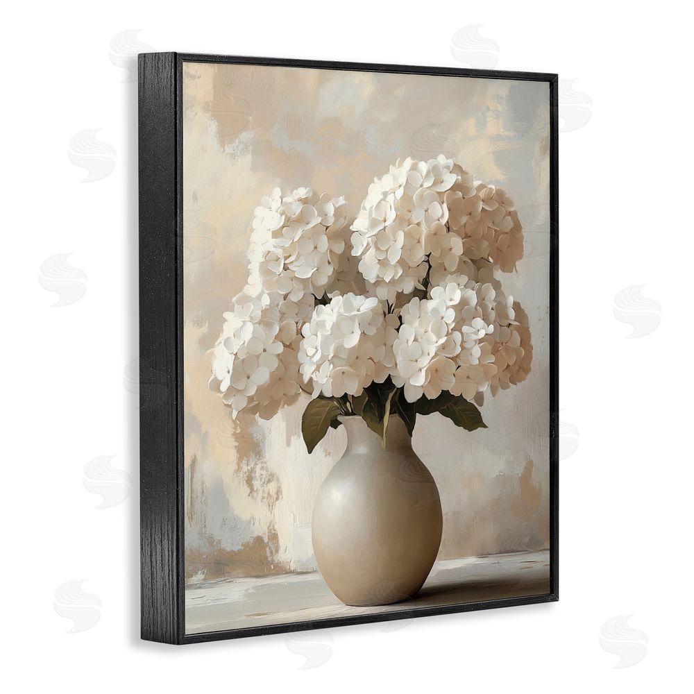 LSR Design Studio Vase of Hydrangeas in Bloom Black Framed Giclee Wall Art Print