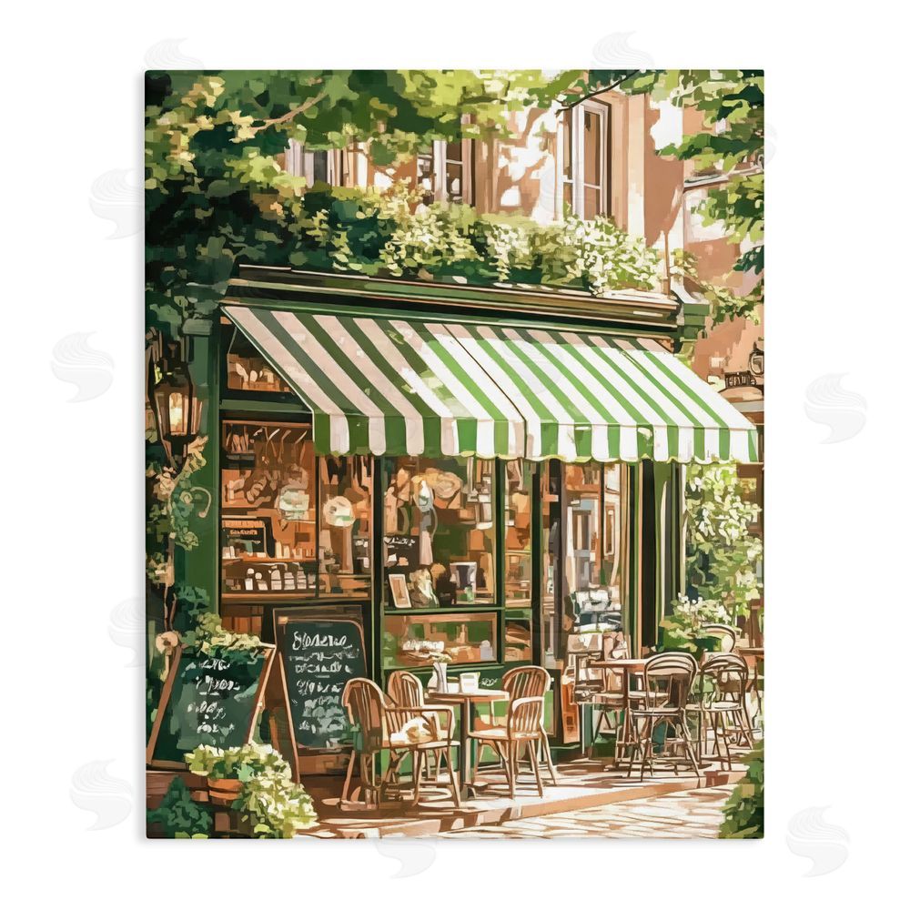 LSR Design Studio Coffee Shop Awning & Greenery Stretched Canvas Wall Art