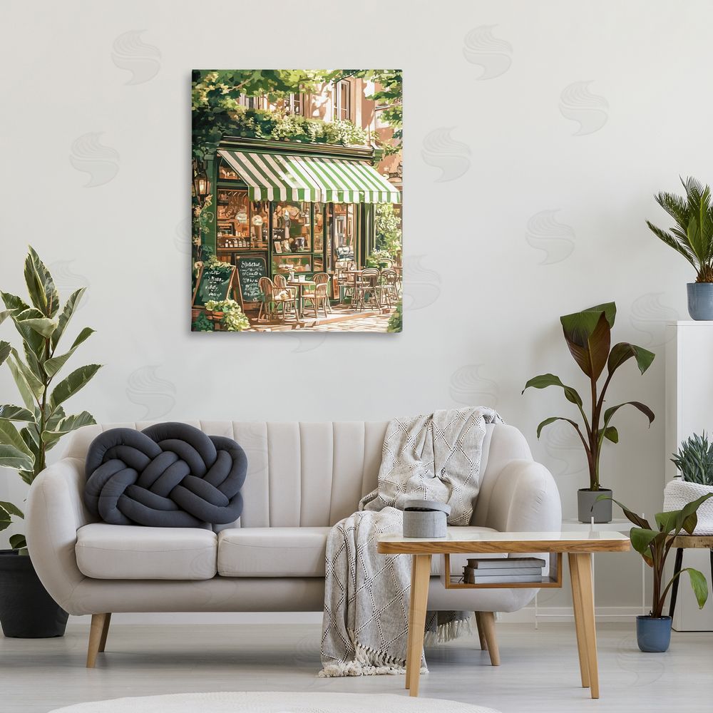 LSR Design Studio Coffee Shop Awning & Greenery Stretched Canvas Wall Art in Room