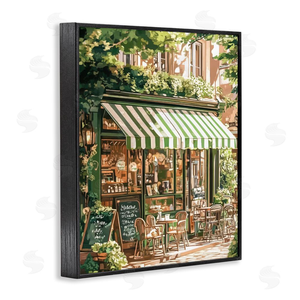 LSR Design Studio Coffee Shop Awning & Greenery Black Framed Giclee Wall Art Print