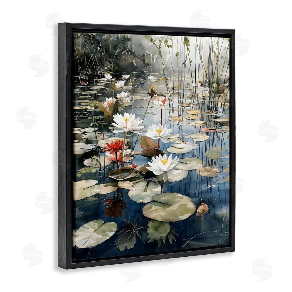 Franklyn Gregory Lily Wonder Pond Black Floating Framed Canvas Wall Art