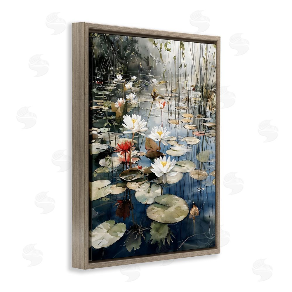 Franklyn Gregory Lily Wonder Pond Brown Floating Framed Canvas Wall Art
