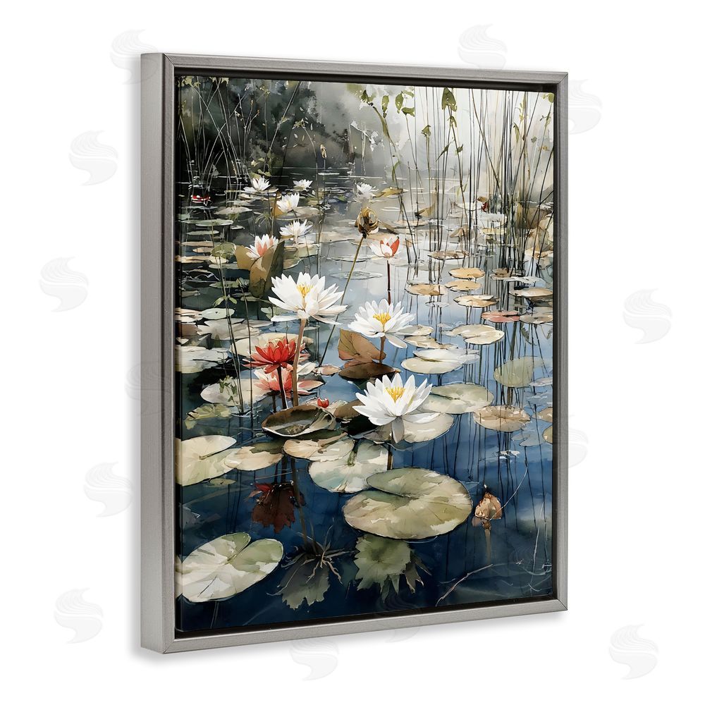 Franklyn Gregory Lily Wonder Pond Gray Floating Framed Canvas Wall Art