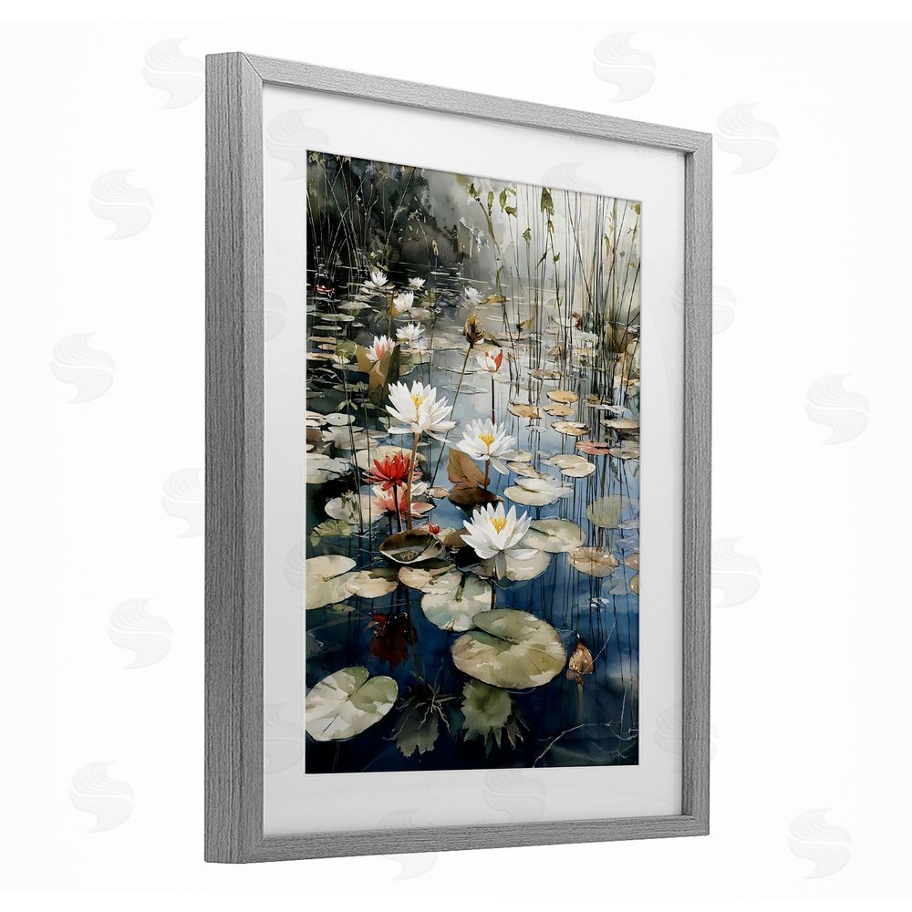 Franklyn Gregory Lily Wonder Pond Gray Framed Print Under Glass Wall Art