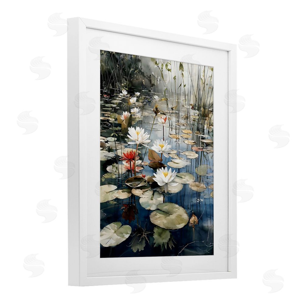 Franklyn Gregory Lily Wonder Pond White Framed Print Under Glass Wall Art