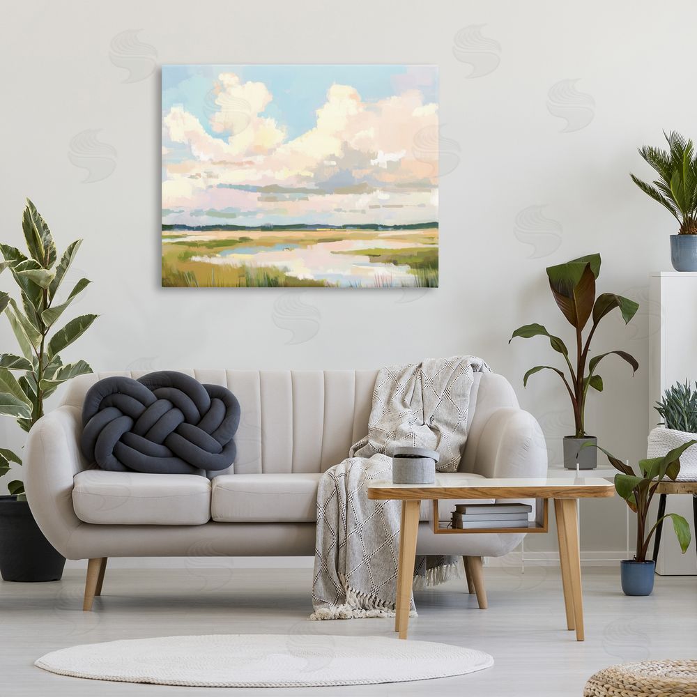 LSR Design Studio Lowcountry Marsh at Dawn Stretched Canvas Wall Art in Room
