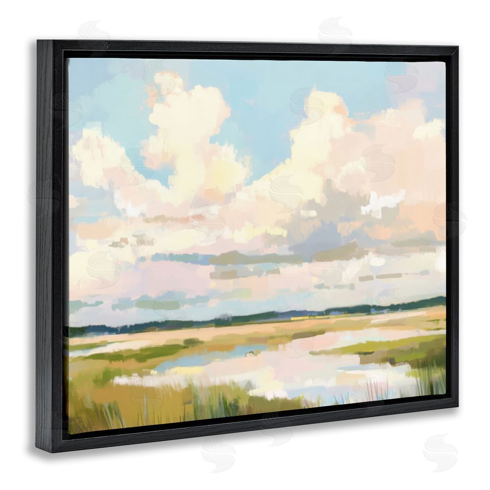 LSR Design Studio Lowcountry Marsh at Dawn Black Floating Framed Canvas Wall Art