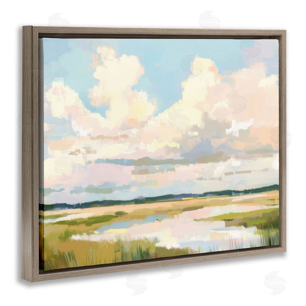 LSR Design Studio Lowcountry Marsh at Dawn Brown Floating Framed Canvas Wall Art