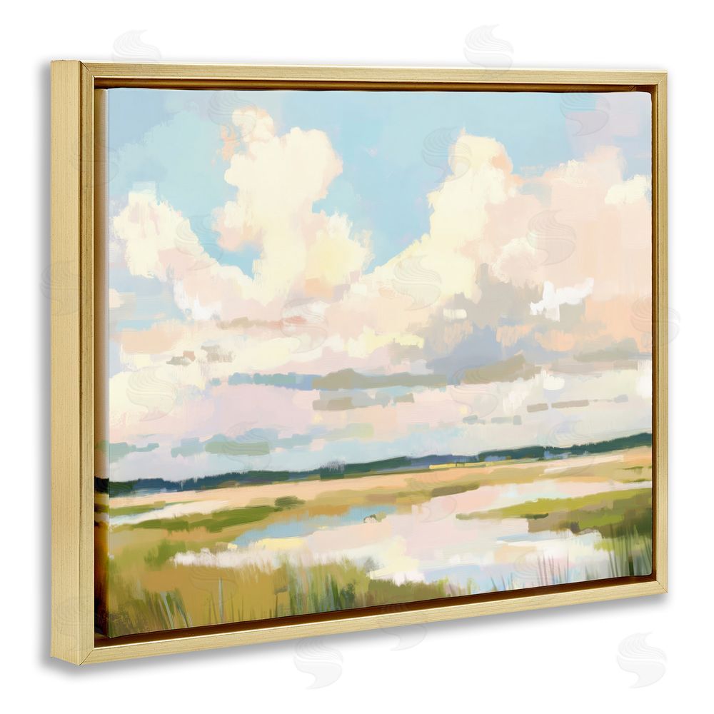 LSR Design Studio Lowcountry Marsh at Dawn Gold Floating Framed Canvas Wall Art