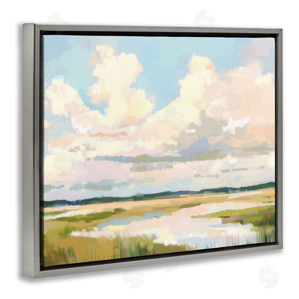 LSR Design Studio Lowcountry Marsh at Dawn Gray Floating Framed Canvas Wall Art