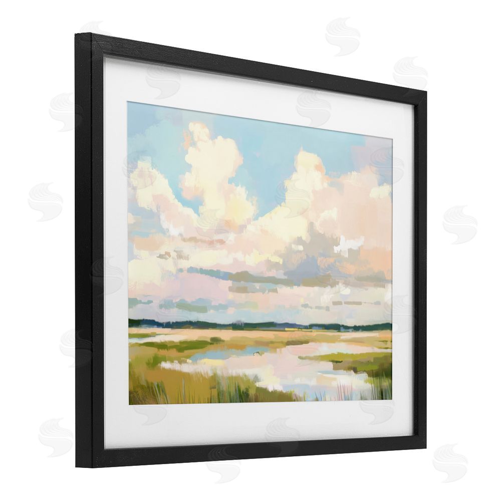 LSR Design Studio Lowcountry Marsh at Dawn Black Framed Print Under Glass Wall Art