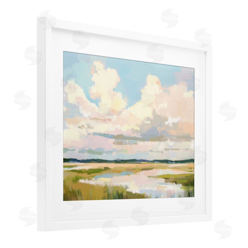 LSR Design Studio Lowcountry Marsh at Dawn White Framed Print Under Glass Wall Art